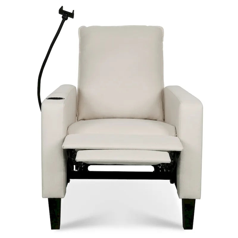 Fauteuil inclinable en tissu avec porte-téléphone flexible et rangement latéral