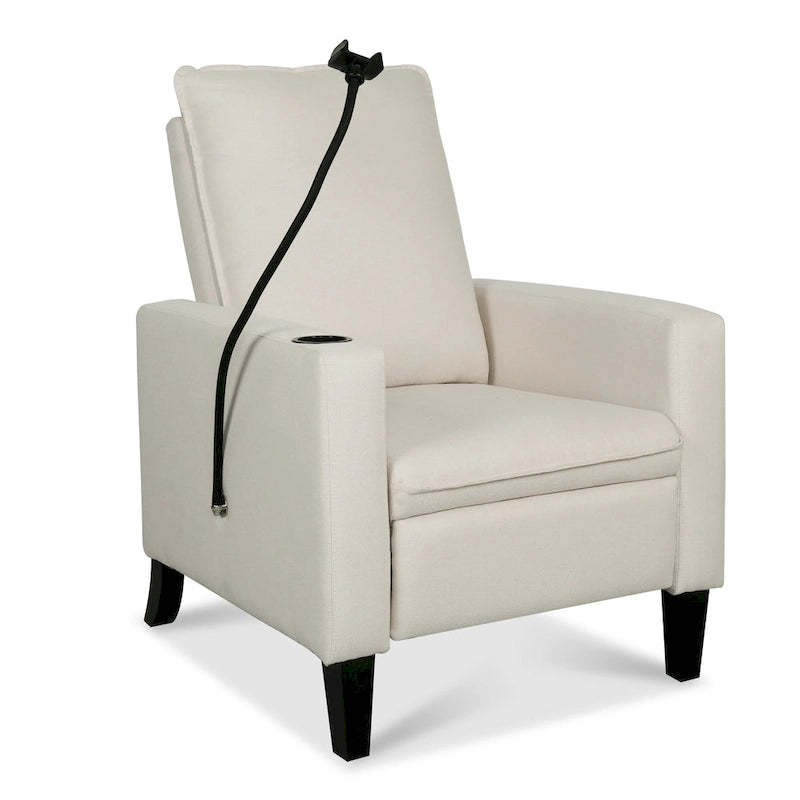 Fauteuil inclinable en tissu avec porte-téléphone flexible et rangement latéral