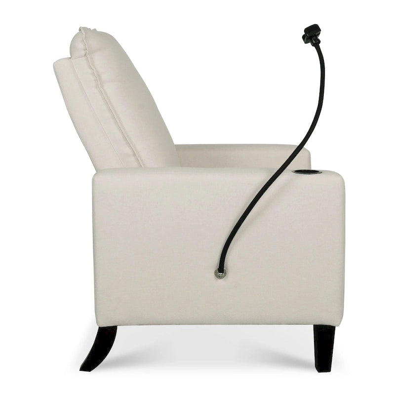 Fauteuil inclinable en tissu avec porte-téléphone flexible et rangement latéral