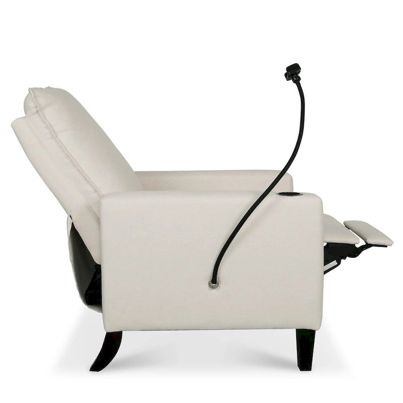Fauteuil inclinable en tissu avec porte-téléphone flexible et rangement latéral