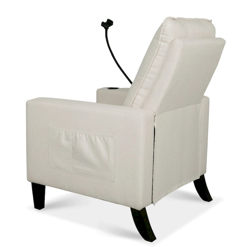 Fauteuil inclinable en tissu avec porte-téléphone flexible et rangement latéral