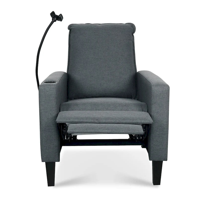 Fauteuil inclinable en tissu avec porte-téléphone flexible et rangement latéral