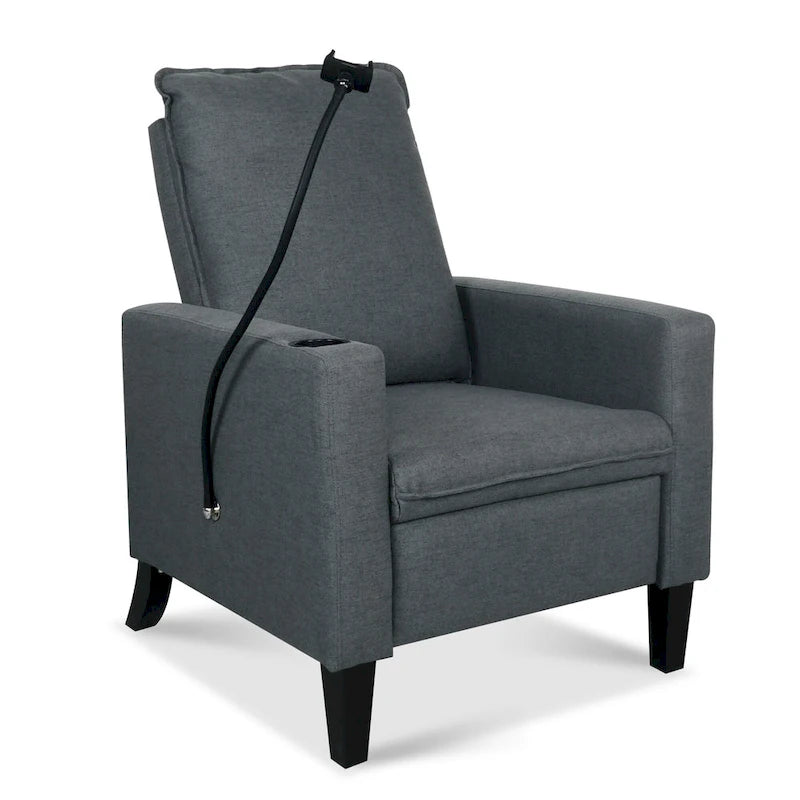 Fauteuil inclinable en tissu avec porte-téléphone flexible et rangement latéral