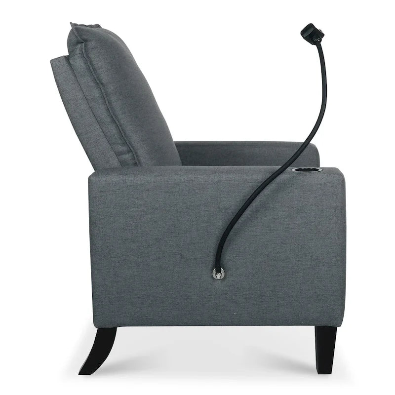 Fauteuil inclinable en tissu avec porte-téléphone flexible et rangement latéral