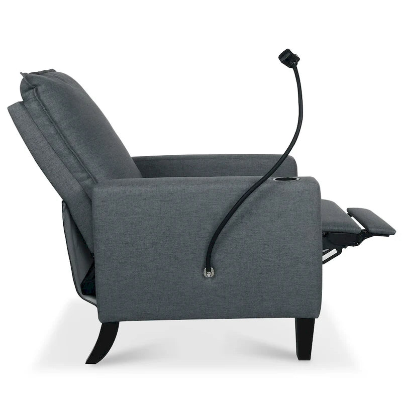 Fauteuil inclinable en tissu avec porte-téléphone flexible et rangement latéral