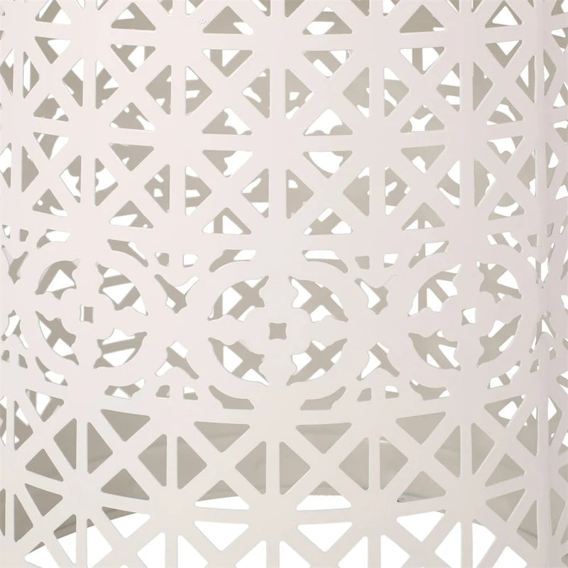 Table d'appoint en métal ajouré géométrique blanc, dessus en mosaïque colorée