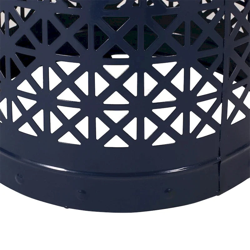 Table d'appoint en métal ajouré géométrique blanc, dessus en mosaïque colorée