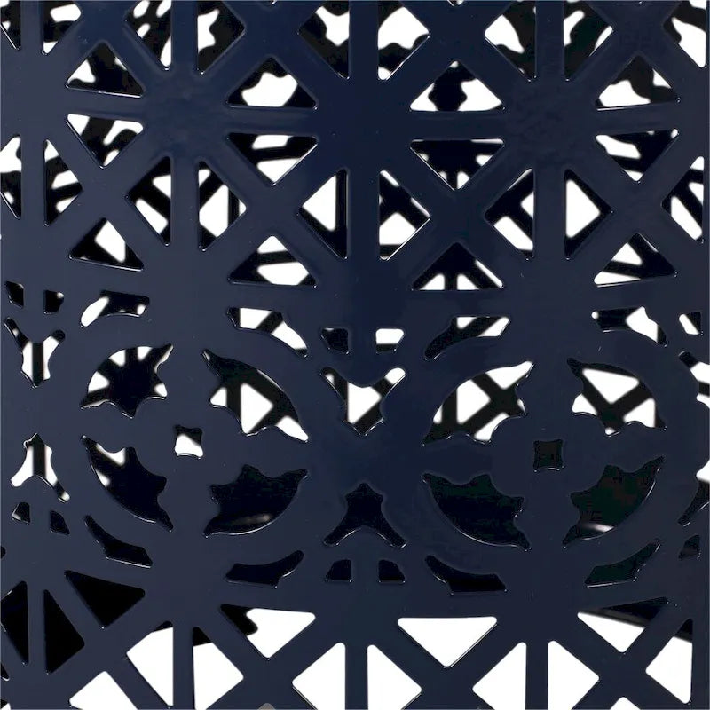 Table d'appoint en métal ajouré géométrique blanc, dessus en mosaïque colorée