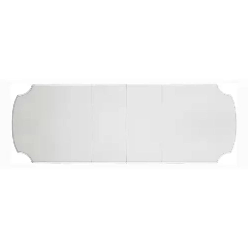 Table à manger double piédestal extensible Blanc Perle Antique Or Sculpté Orné