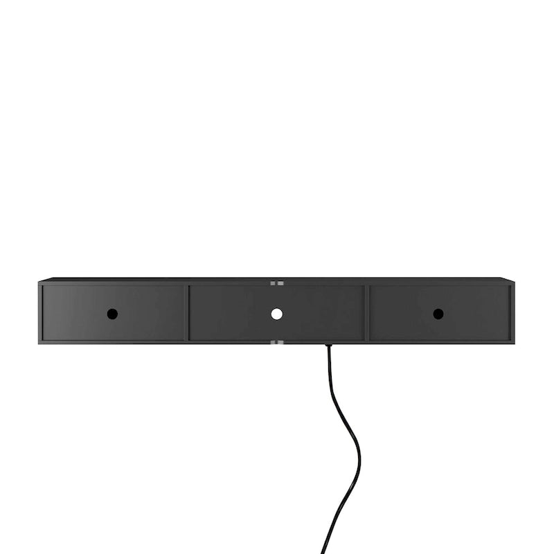 Meuble TV mural flottant avec lumières LED 16 couleurs, noir brillant