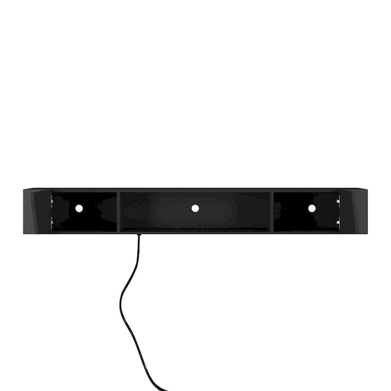 Meuble TV mural flottant avec lumières LED 16 couleurs, noir brillant