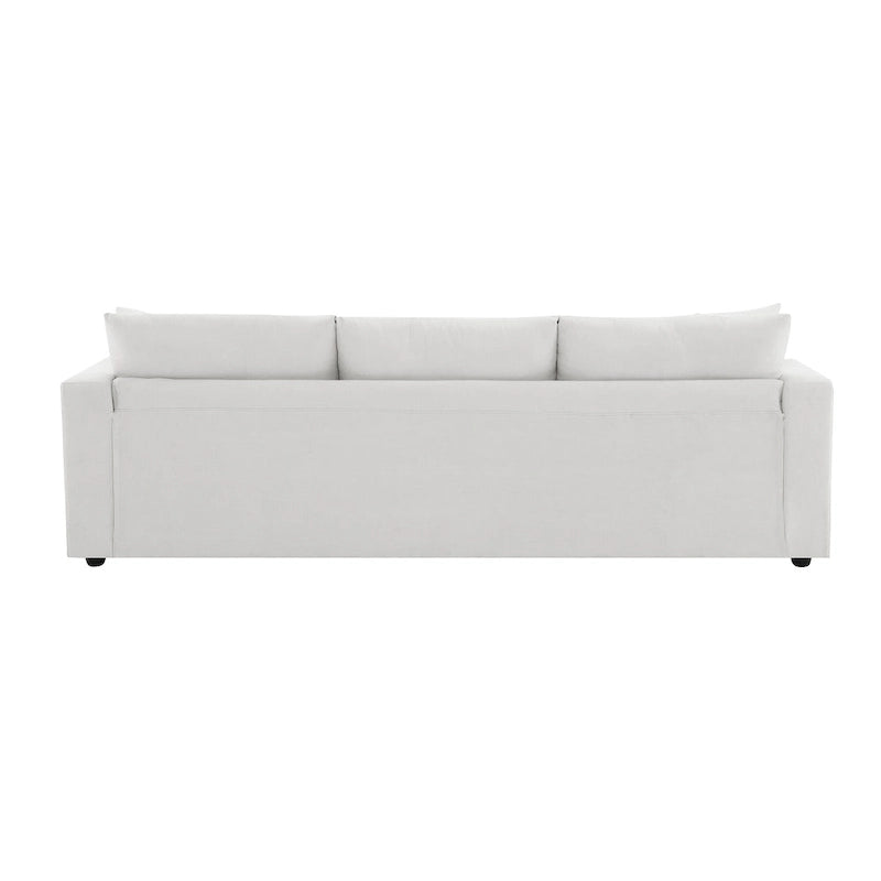 Canapé d'angle blanc avec méridienne et assise profonde