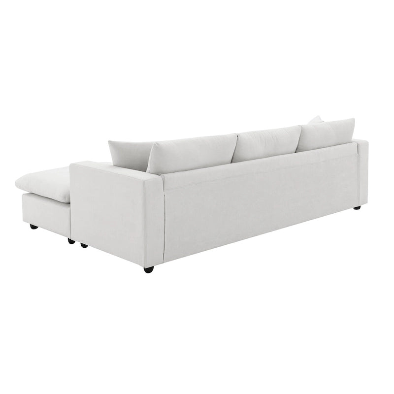 Canapé d'angle blanc avec méridienne et assise profonde