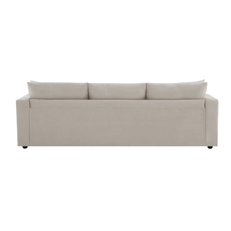 Canapé d'angle blanc avec méridienne et assise profonde