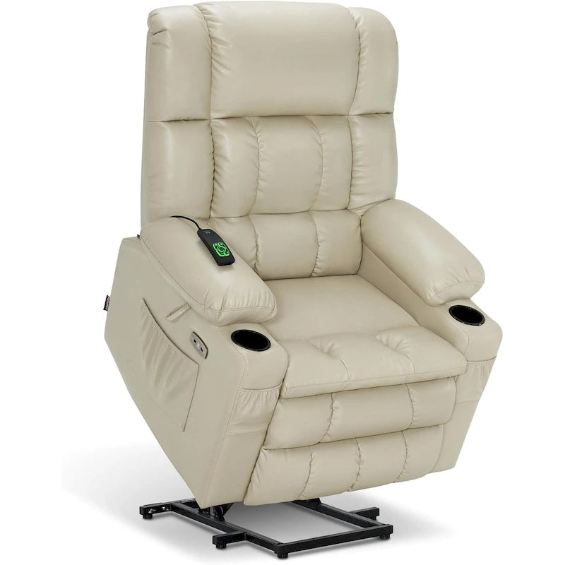 Power Lift Recliner Chair with Dual Motor Massage Heat Faux Leather Black