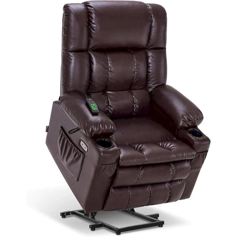 Power Lift Recliner Chair with Dual Motor Massage Heat Faux Leather Black