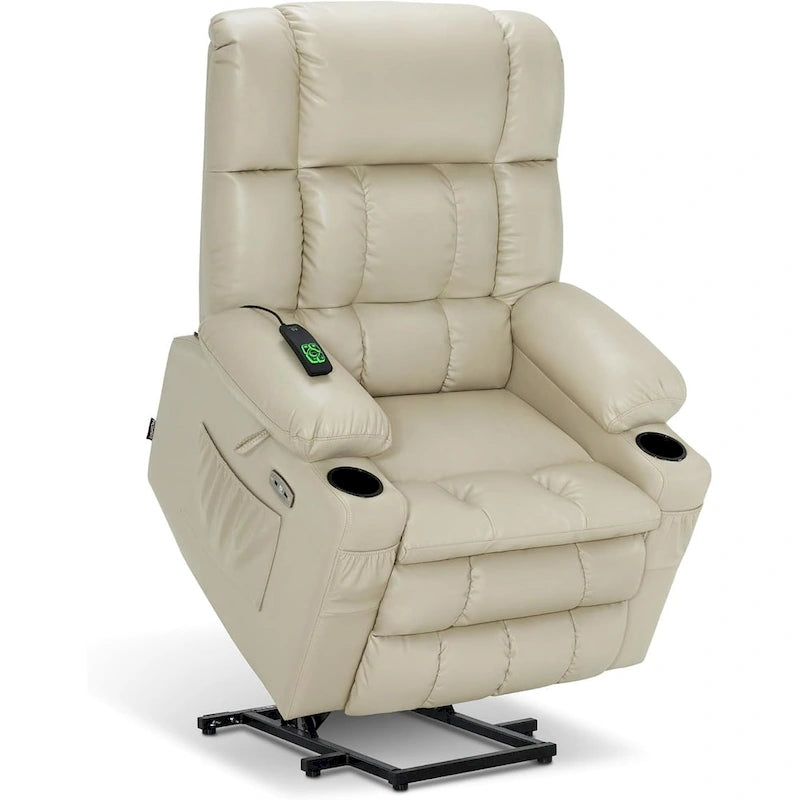 Power Lift Recliner Chair with Dual Motor Massage Heat Faux Leather Black