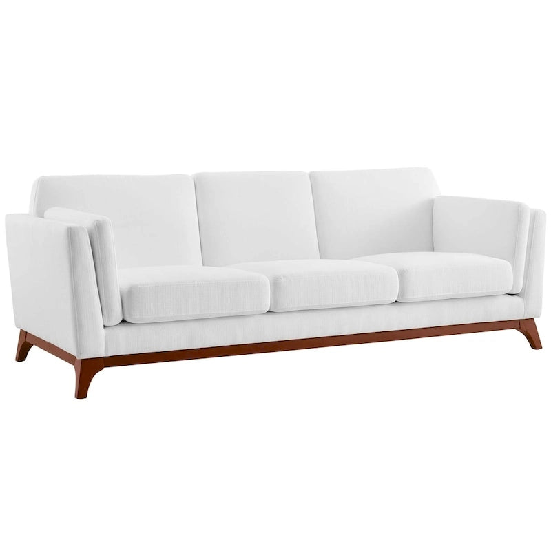 Mid-Century Flared Arm Sofa Polyester Upholstery Tapered Wood Legs