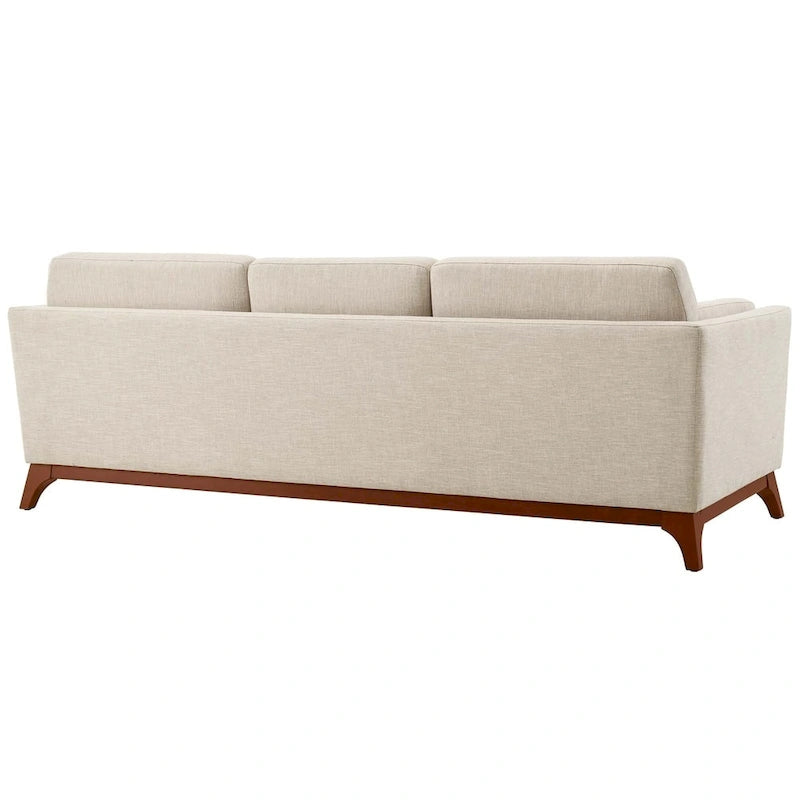 Mid-Century Flared Arm Sofa Polyester Upholstery Tapered Wood Legs