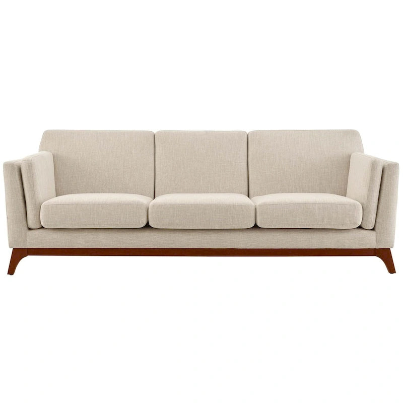Mid-Century Flared Arm Sofa Polyester Upholstery Tapered Wood Legs