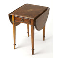 Table d'appoint à abattants Pembroke avec incrustation en placage et tiroir en laiton antique