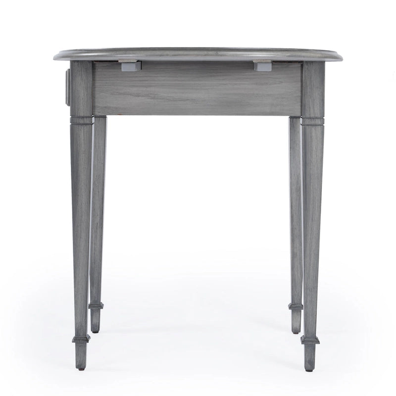 Table d'appoint à abattants Pembroke avec incrustation en placage et tiroir en laiton antique