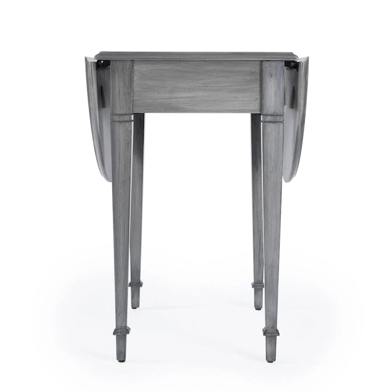 Table d'appoint à abattants Pembroke avec incrustation en placage et tiroir en laiton antique