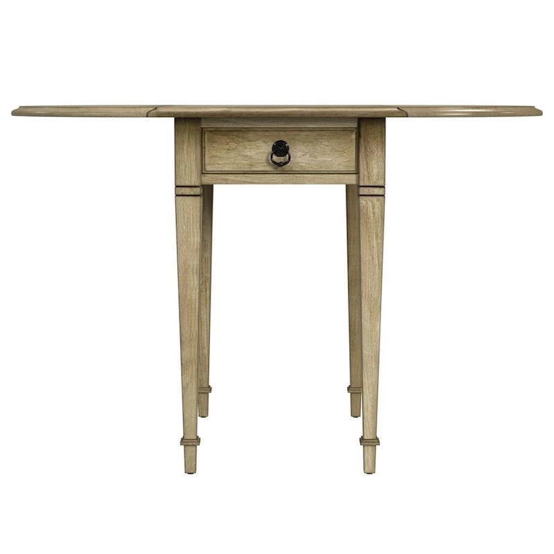 Table d'appoint à abattants Pembroke avec incrustation en placage et tiroir en laiton antique