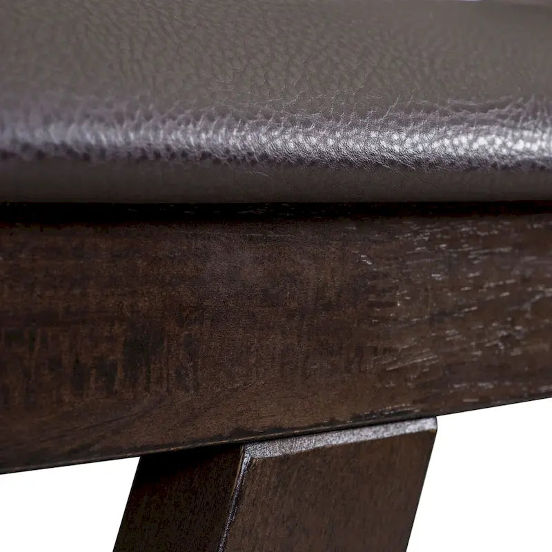 Banc de comptoir rembourré Espresso foncé, cadre en hévéa, siège en PVC chocolat