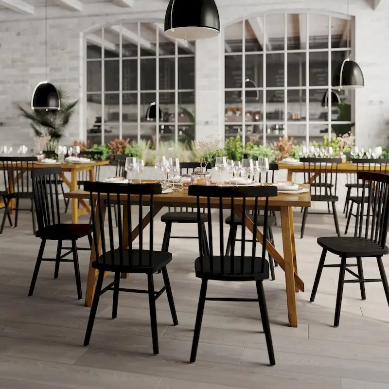 Rustic Solid Wood Trestle Dining Table with Water-Resistant Finish, Light Cappuccino