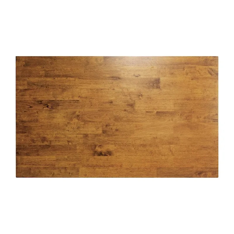 Table de salle à manger rustique à tréteaux en bois massif avec finition résistante à l'eau, cappuccino clair
