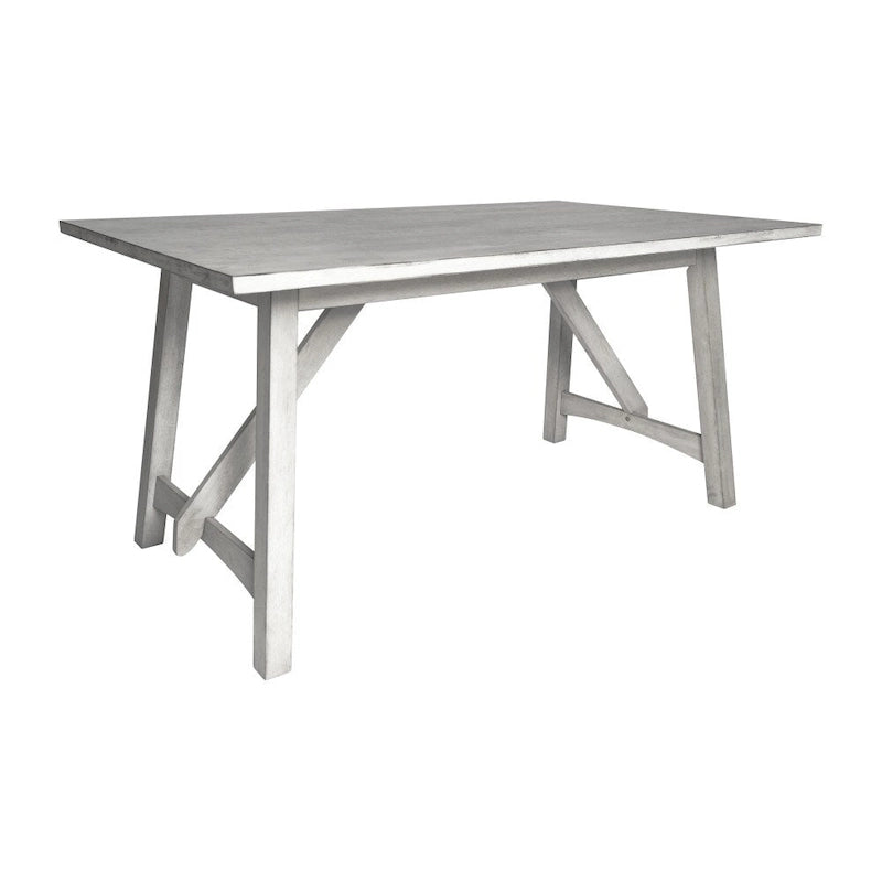 Table de salle à manger rustique à tréteaux en bois massif avec finition résistante à l'eau, cappuccino clair
