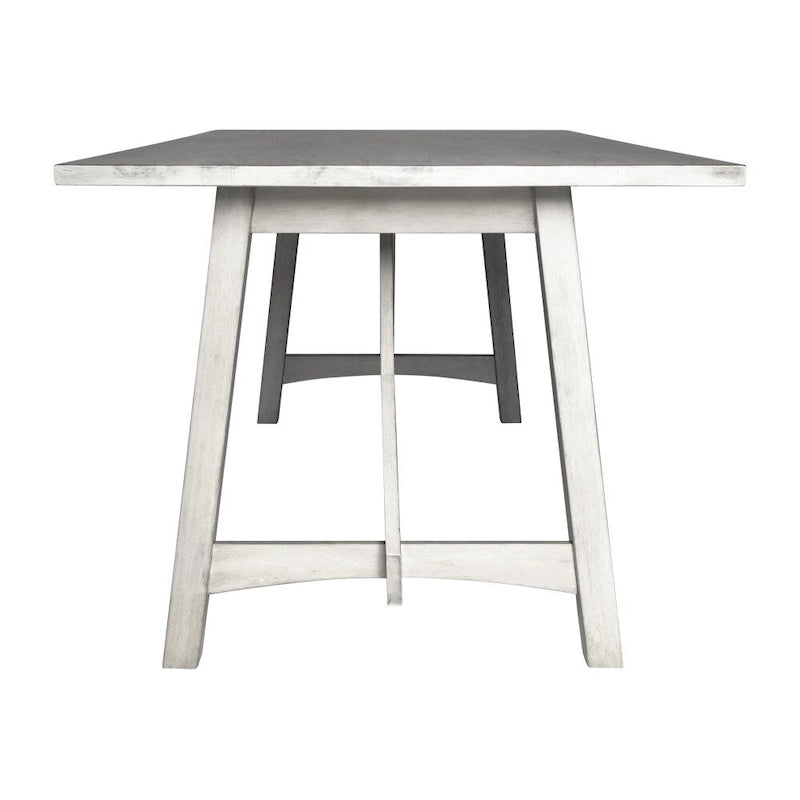 Table de salle à manger rustique à tréteaux en bois massif avec finition résistante à l'eau, cappuccino clair