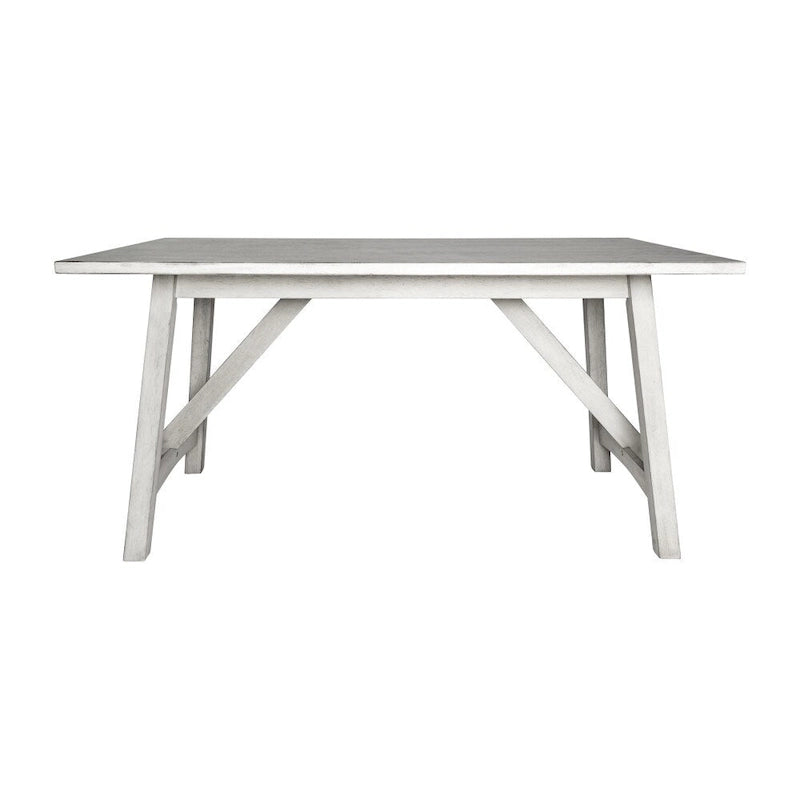 Table de salle à manger rustique à tréteaux en bois massif avec finition résistante à l'eau, cappuccino clair