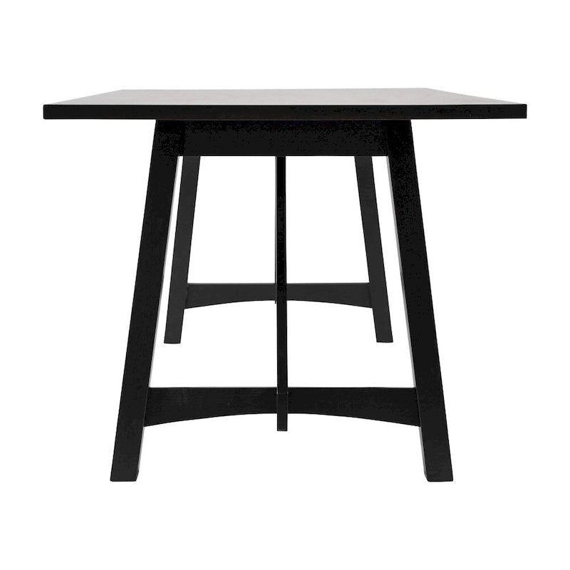 Table de salle à manger rustique à tréteaux en bois massif avec finition résistante à l'eau, cappuccino clair