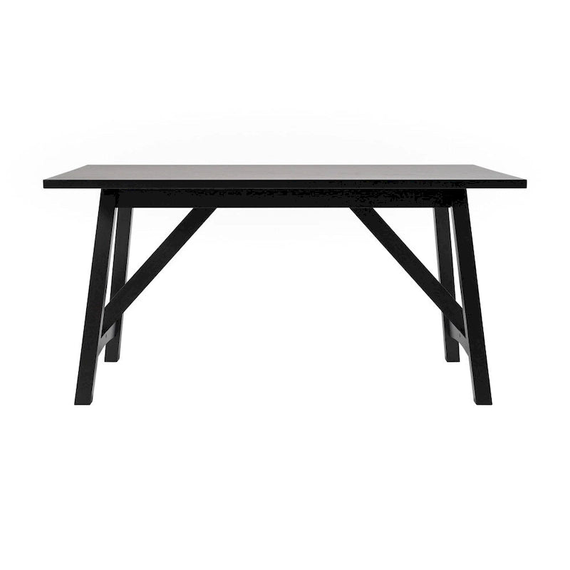 Table de salle à manger rustique à tréteaux en bois massif avec finition résistante à l'eau, cappuccino clair