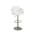 Adjustable Tufted Faux Leather Swivel Bar Stool with Padded Armrests White Black