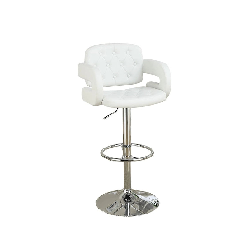 Adjustable Tufted Faux Leather Swivel Bar Stool with Padded Armrests White Black