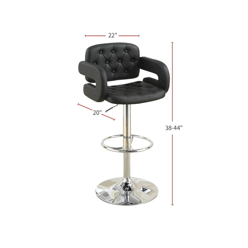 Adjustable Tufted Faux Leather Swivel Bar Stool with Padded Armrests White Black