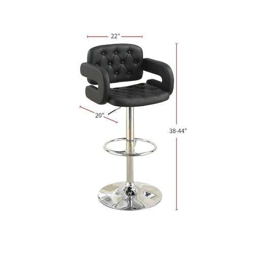 Adjustable Tufted Faux Leather Swivel Bar Stool with Padded Armrests White Black