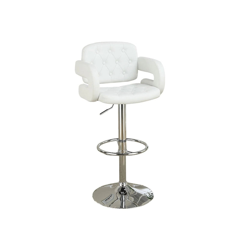 Adjustable Tufted Faux Leather Swivel Bar Stool with Padded Armrests White Black