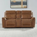 Causeuse inclinable électrique en cuir pleine fleur semi-aniline avec console