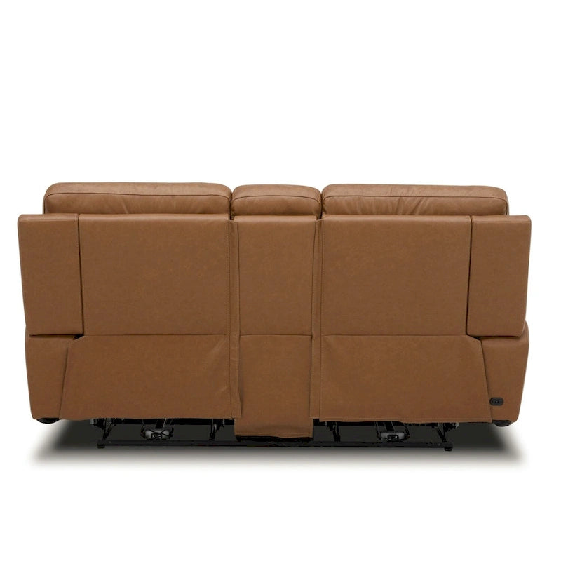 Causeuse inclinable électrique en cuir pleine fleur semi-aniline avec console