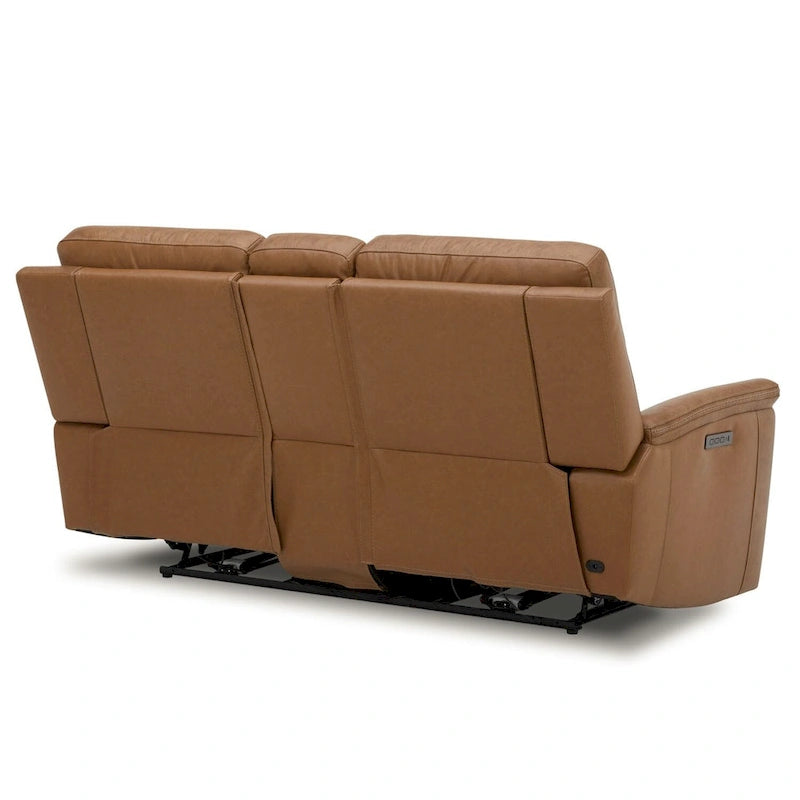 Causeuse inclinable électrique en cuir pleine fleur semi-aniline avec console