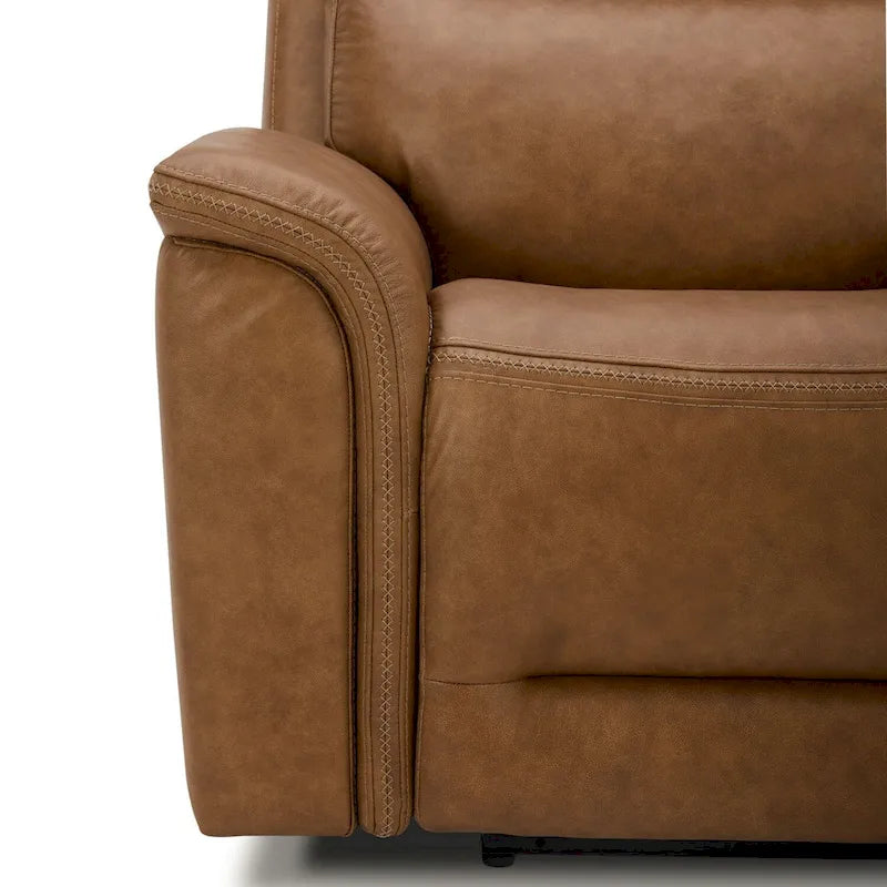 Causeuse inclinable électrique en cuir pleine fleur semi-aniline avec console