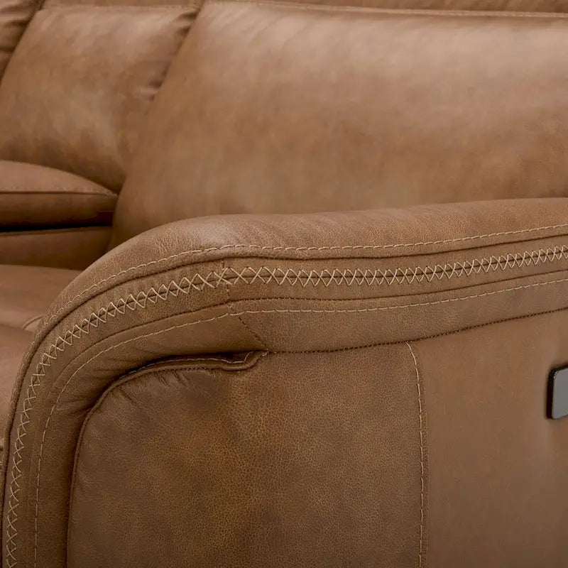 Causeuse inclinable électrique en cuir pleine fleur semi-aniline avec console