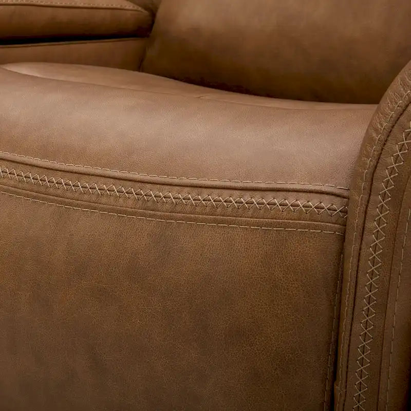 Causeuse inclinable électrique en cuir pleine fleur semi-aniline avec console