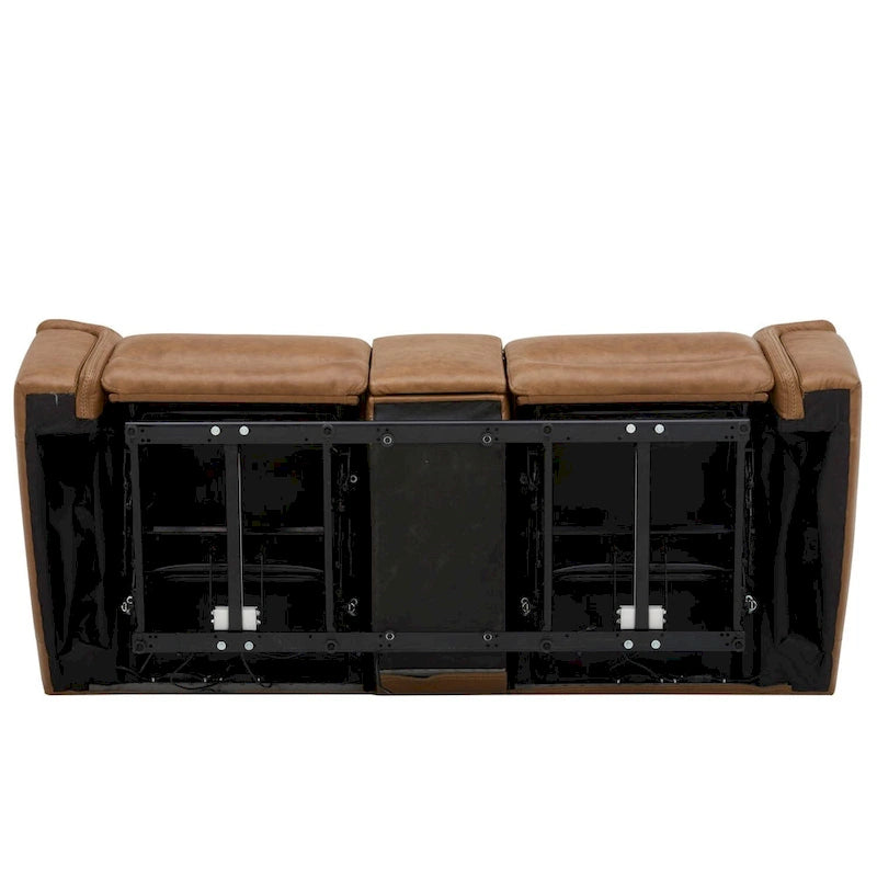 Causeuse inclinable électrique en cuir pleine fleur semi-aniline avec console