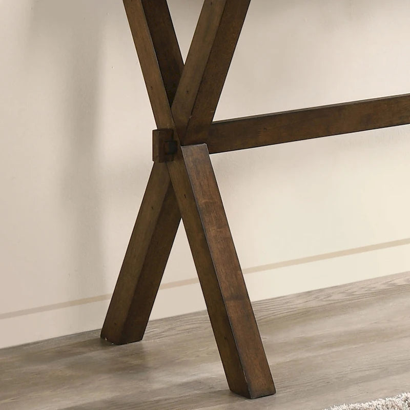 Walnut Finish Live Edge Sofa Console Table with X-Shaped Legs