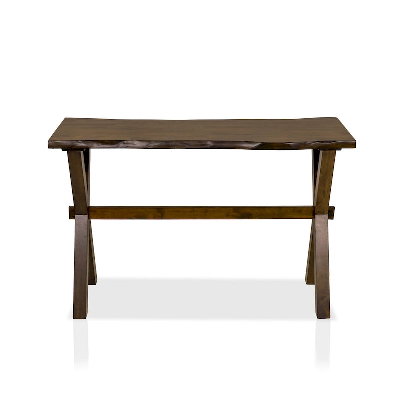 Table console de salon Live Edge finition noyer avec pieds en X